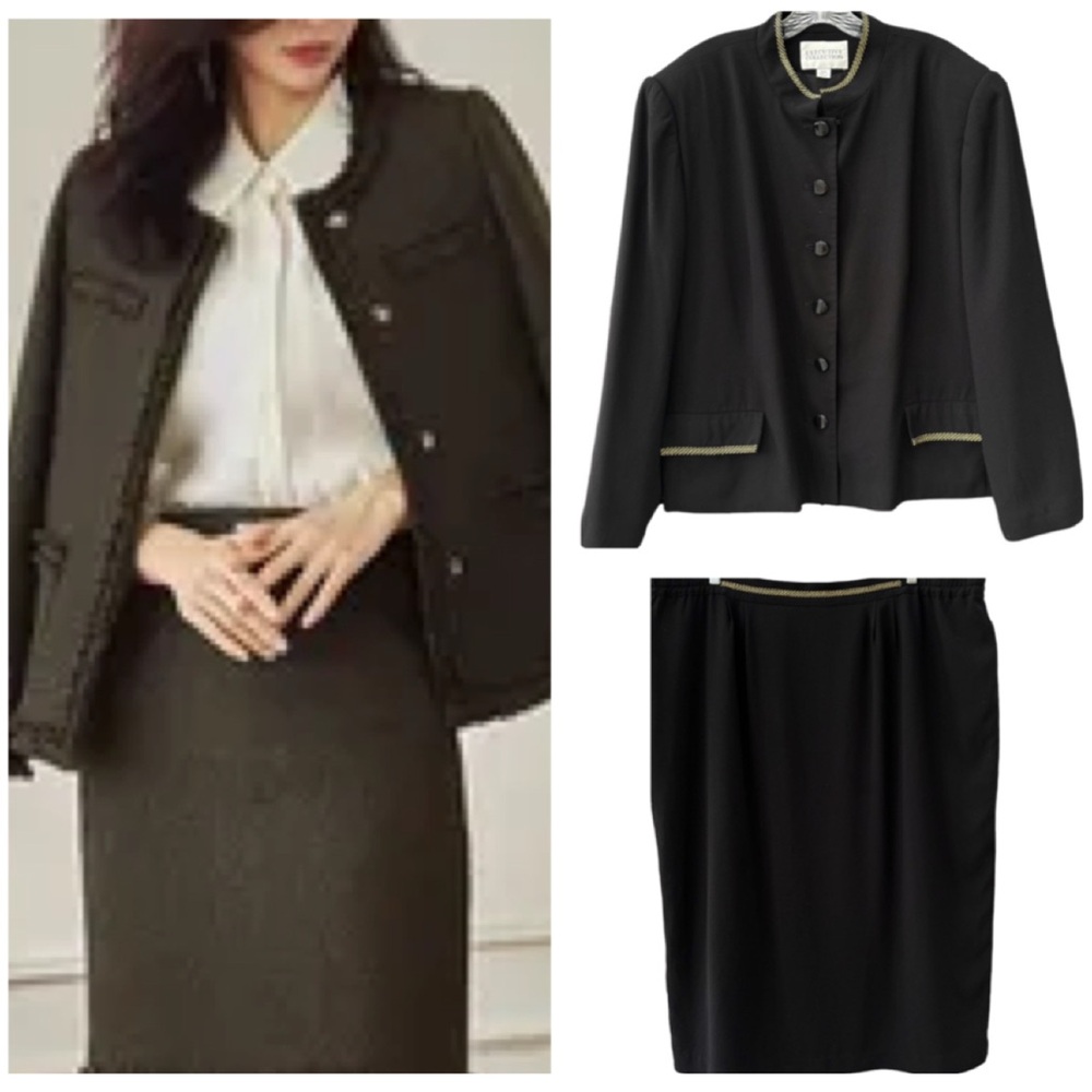 Dressy 2 Pc Skirt Set & Blazer Jacket Event Professional Career Power Suit 26W